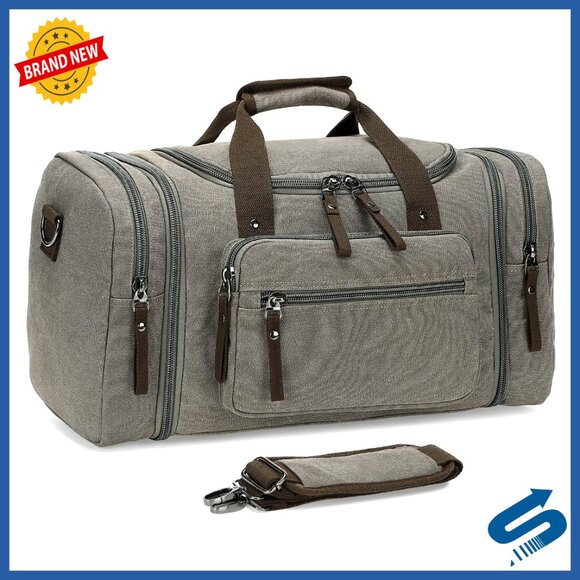 Expandable Canvas Duffel Weekender Bag Lightweight Carry-On Travel Duffel